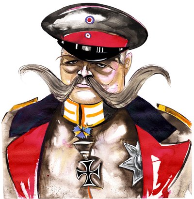 Paul von Hindenburg - Polnisch-geborener, deutscher General und Präsident (1847-1934); Farbkarikatur von Neale Osborne